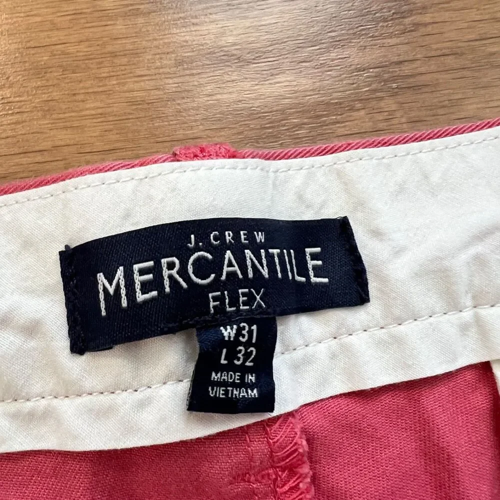 J.Crew Factory Mercantile Pants Men's Size 31x32 Flex-Slim Chino Pink/Red